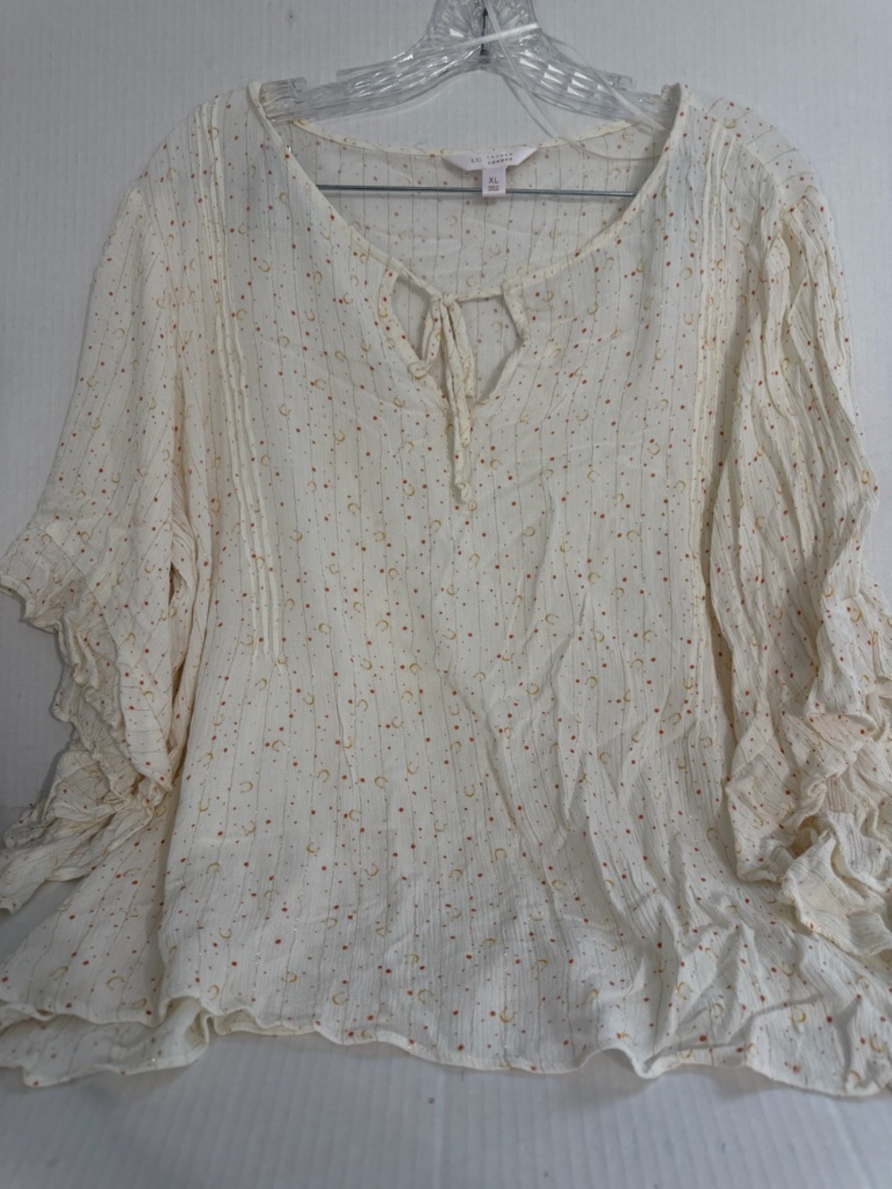 LC Lauren Conrad Women’s Cream Peasant Blouse